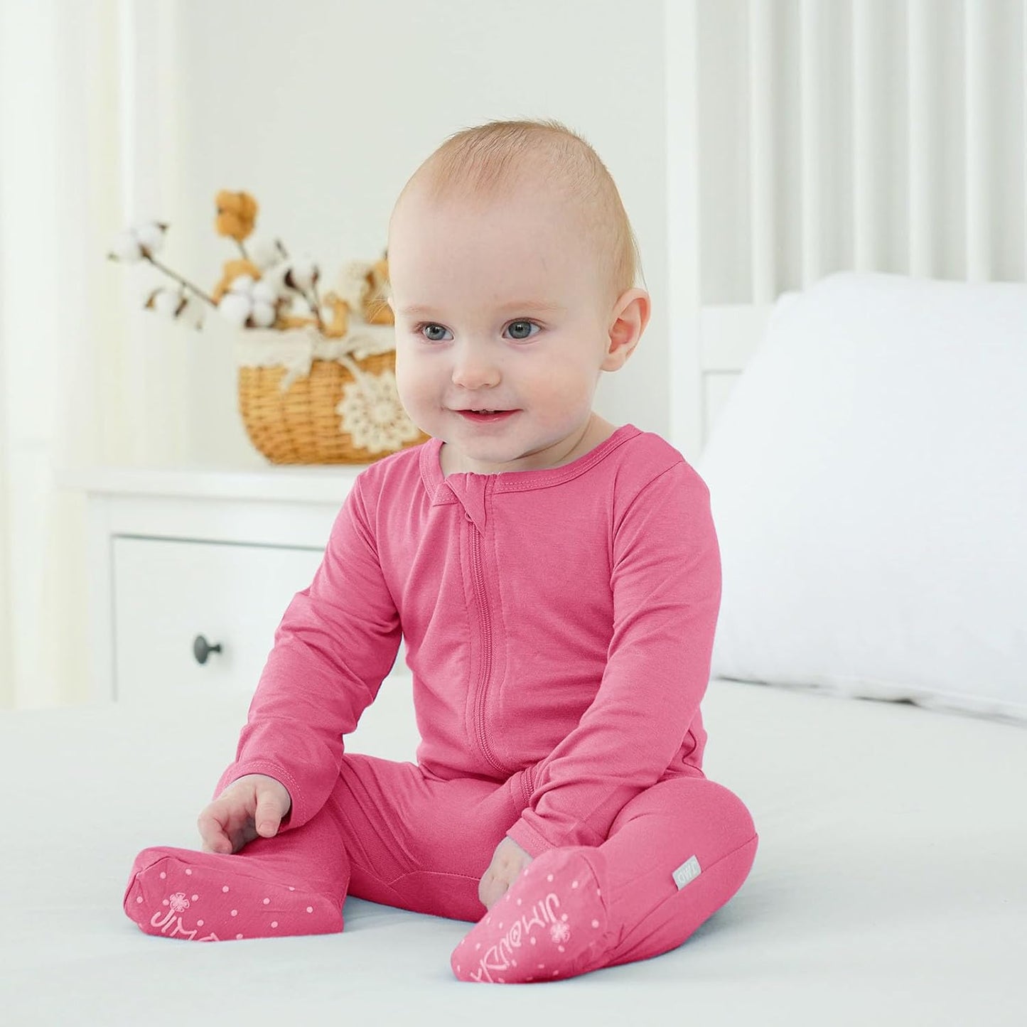 Baby Bamboo Rayon Romper Infant Footies Long Sleeve Double Zipper Outfits 2-Pack One-Piece Jumpsuits