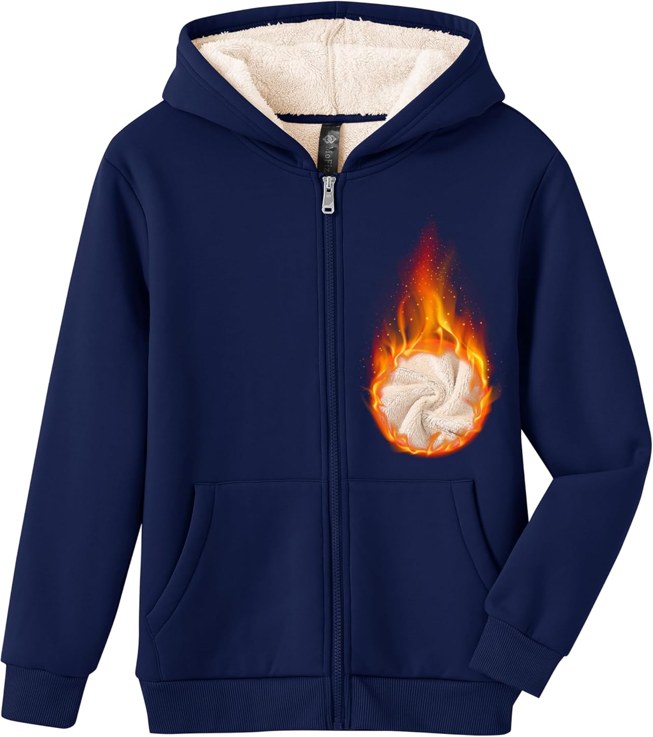 MoFiz Kids Fleece Jackets Sherpa Lined Hoodie Jacket Hooded Zip up Sweatshirt Coats for Boys Girls Winter Casual Outerwear