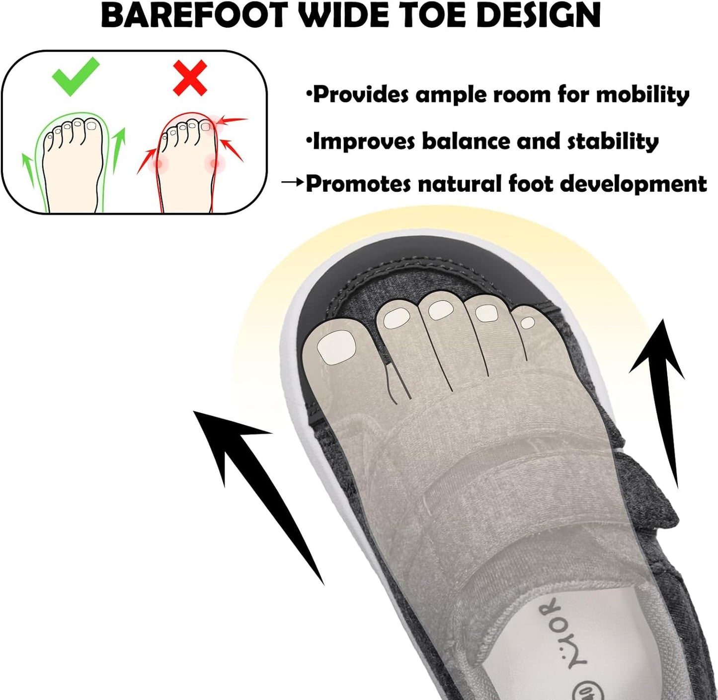 MORENDL Wide Toe Box Shoes Toddler Barefoot Shoes Baby Walking Shoe Boy Girl Non-Slip Zero Drop Minimalist Sneakers Comfort Tennis Outdoor Activities