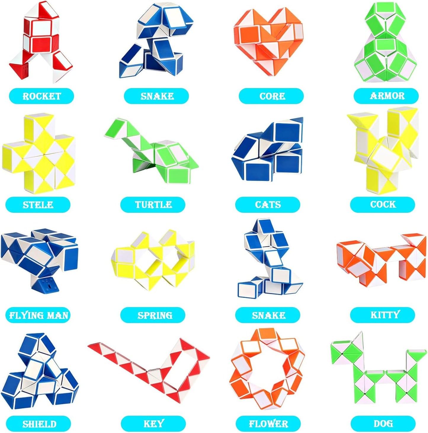 21 Pack 24 Blocks Magic Snake Cube Fidget Toy,Mini Twist Puzzle Toys for Kids Teens Birthday, Party Favours, Carnival Prizes,Classroom Rewards,Party Supplies (S3)