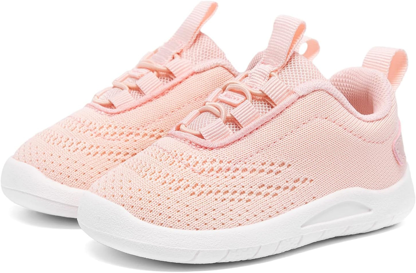 MORENDL Toddler Slip On Sneakers Baby Walking Shoes Non-Slip Breathable Unisex Pink Mesh Lace-Up Athletic Sneakers Infant Running Shoes