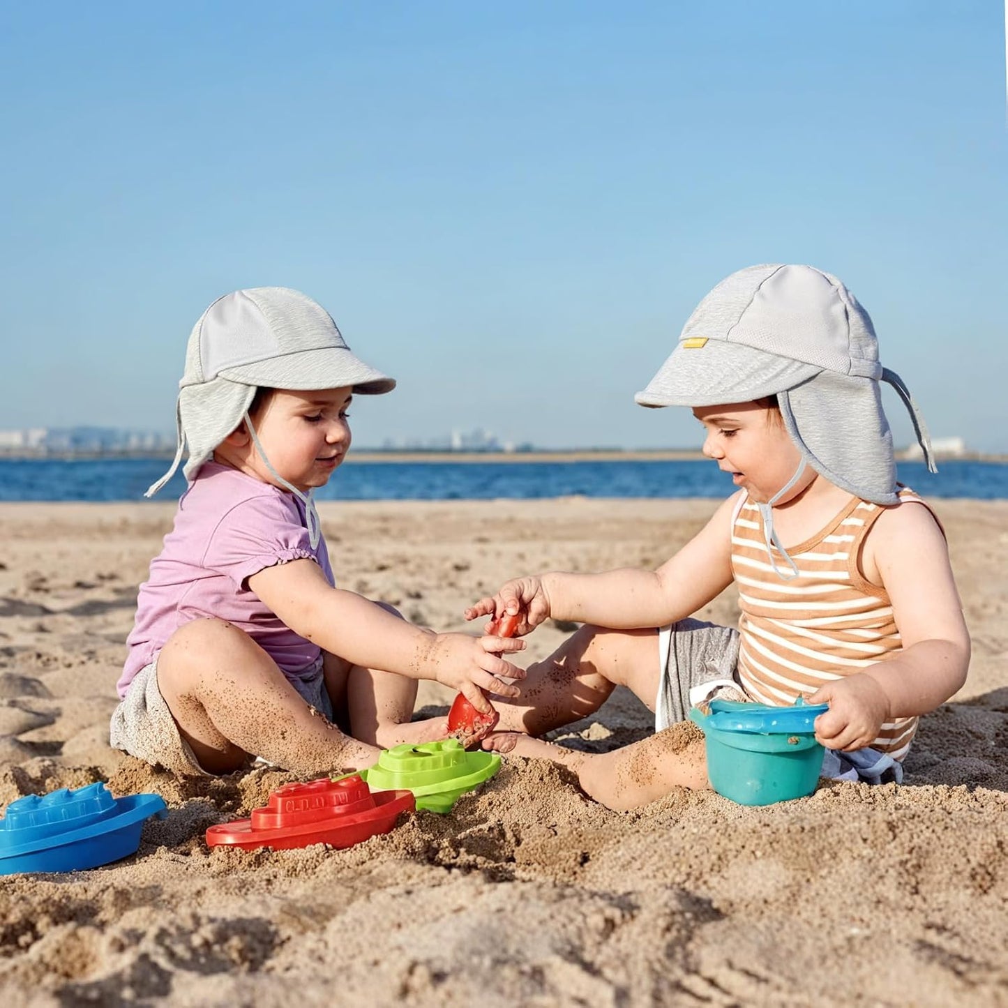 Baby Sun Hat with Breathable Mesh, UPF 50+ Cotton Adjusrtable Unisex Toddler Sun Hat for Summer Beach Swim