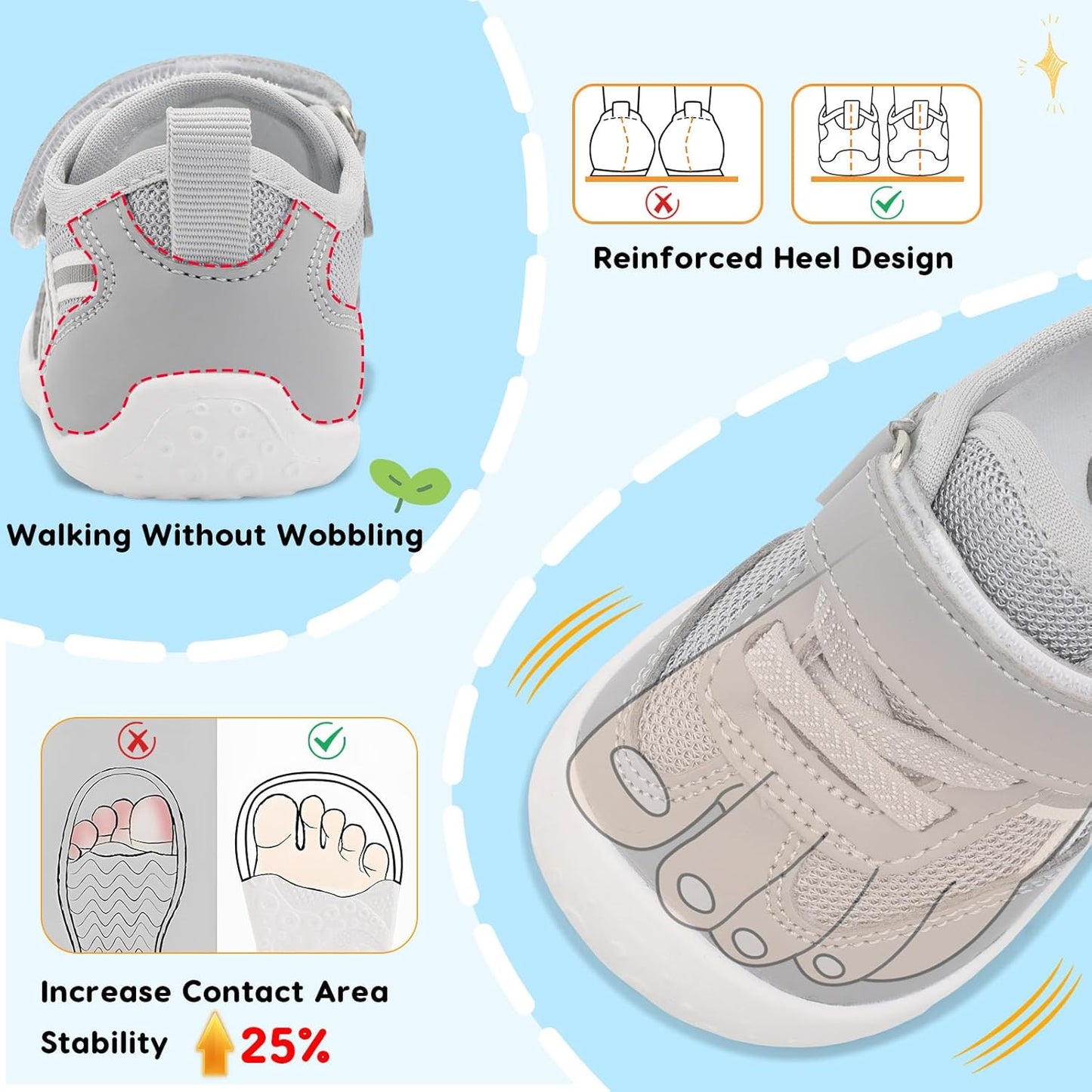 Scurtain Baby Shoes Boy Girl First Walking Shoe Infant Crib Breathable Sneakers Lightweight Barefoot Shoes for Babies