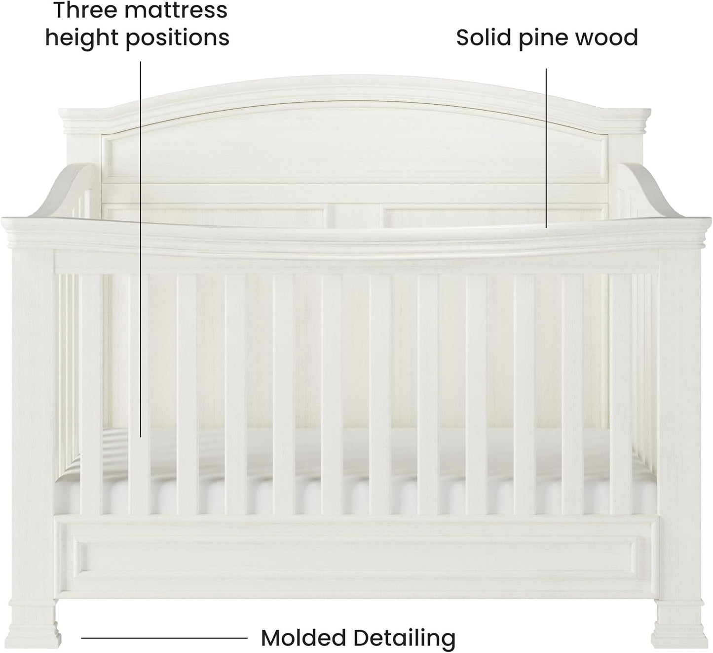 Child Craft Legacy Westgate 4-in-1 Convertible Crib, Baby Crib Converts to Day Bed, Toddler Bed and Full Size Bed, 3 Adjustable Mattress Positions, Baby Safe Finish, Fully Assembled (Vintage Linen)