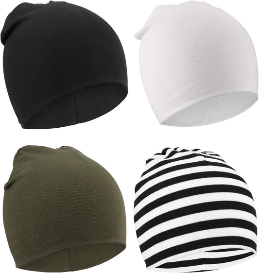 DRESHOW BQUBO 4 Pieces Baby Beanie Newborn Toddler Soft Cute Knit Hat Hospital Hats for Baby Boys Infant Cap Beanies