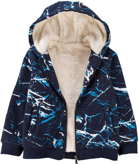 Bumeex Kids Boy's Girl's Sherpa Fleece Lined Jacket Spring Fall Winter Zip up Sweatshirt Hoodie 2-14Y(Toddler/Kid)