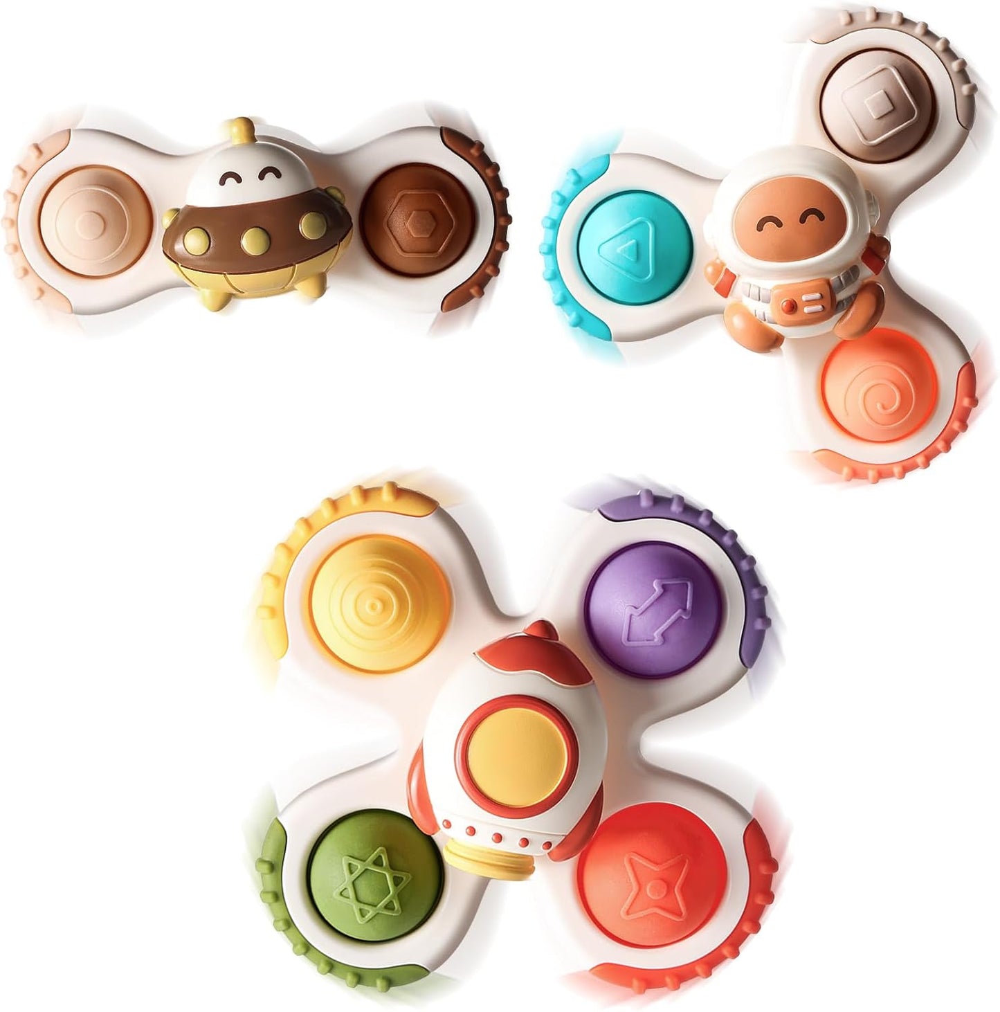 ALASOU 3PCS Pop Suction Cup Spinner Toys for 1 Year Old Boy Girl|Novelty Spinning Tops Toddler Toys Age 1-2|Sensory Baby Bath Toy for Toddlers 1-3|12 18 Months Boy Birthday Gift for Infant