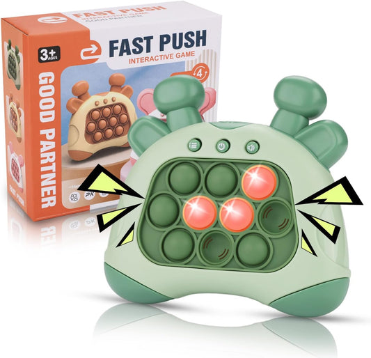 Fast Push Game, Deer Handheld Speed Push Bubble Game Console, Light up Pop Game Sensory Fidget Toys for Kids, Autism Sensory Toys, Birthday Easter Toy for Boys Girls Adults(Green)
