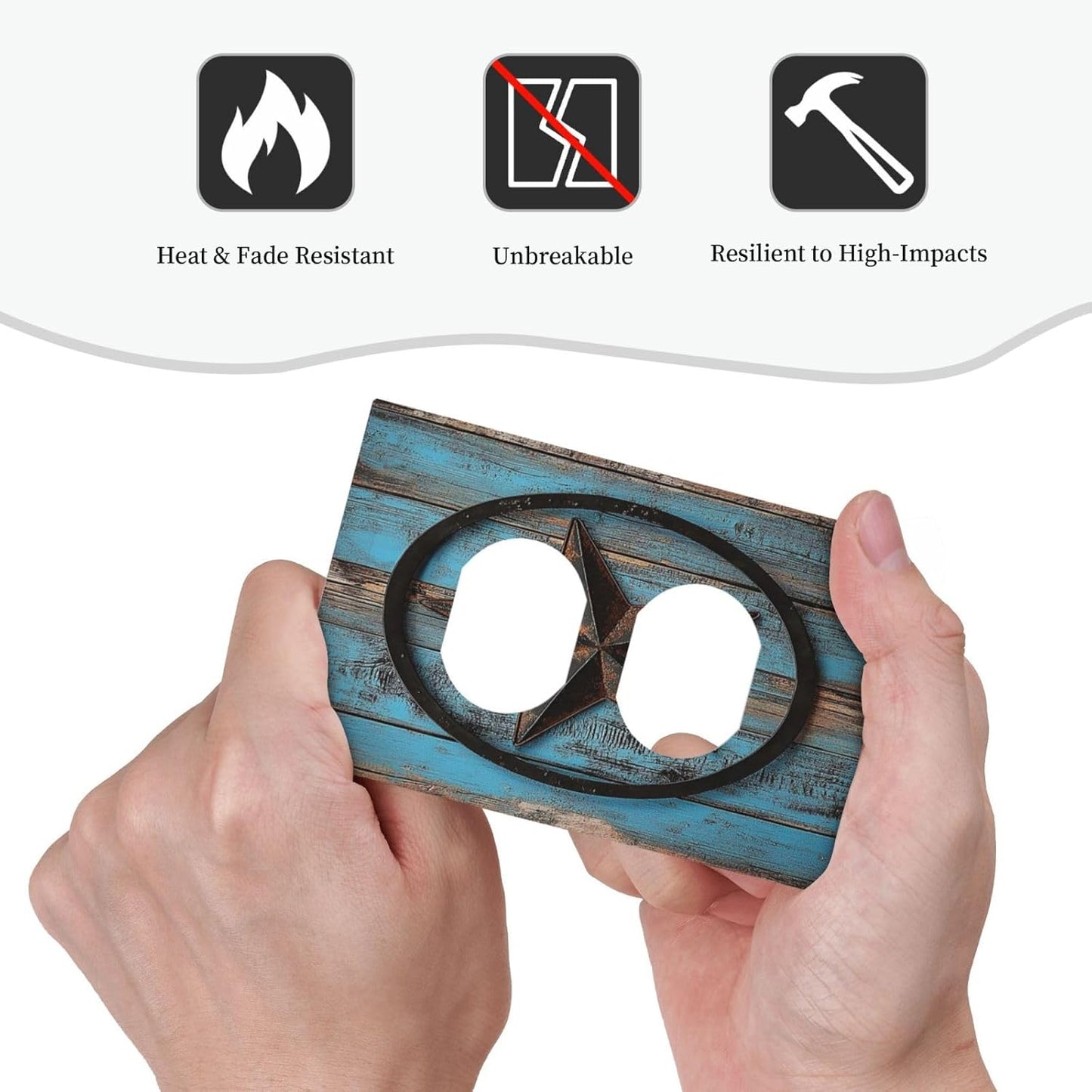 Outlet Covers Rustic Wood Country Barn Texas Star On Teal 1 Gang Duplex Light Switch Cover Decorative Switch Plates Electrical Receptacle Faceplate Wall Plate For Farmhouse Cabin