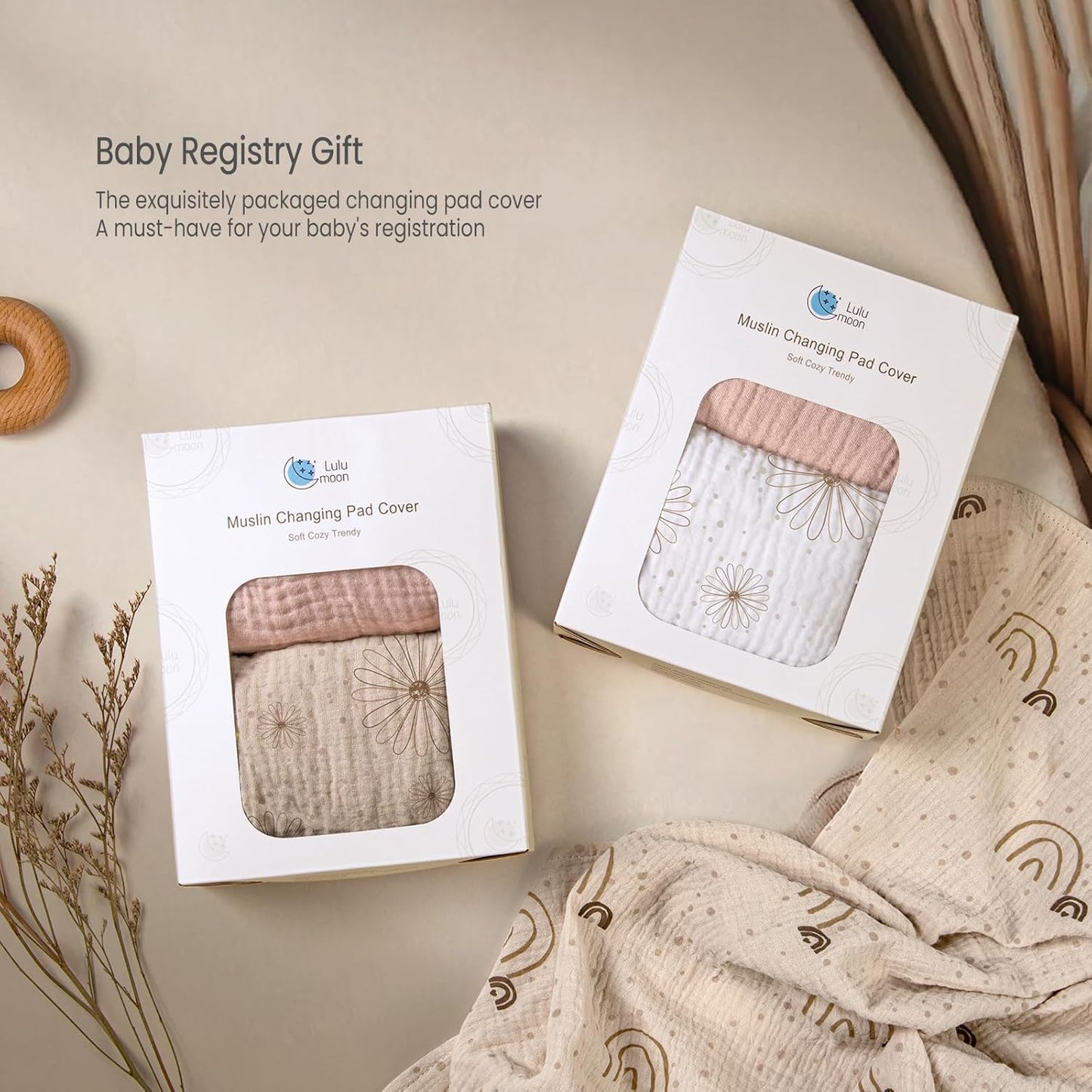 lulumoon Muslin Changing Pad Covers: Baby Cotton Changing Table Covers - Soft Changing Pad Sheets for Boys Girls