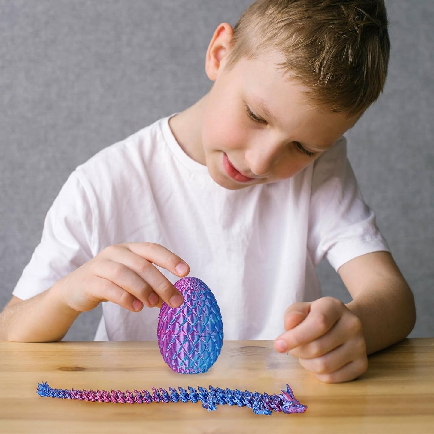 Small Dragon Eggs with Dragon Inside, 3D Printed Surprise Funny Gifts for Kids, Articulated Dragon Fidget Toys for Adults, Executive Desk Toys Office Room Décor (Shiny Purple)