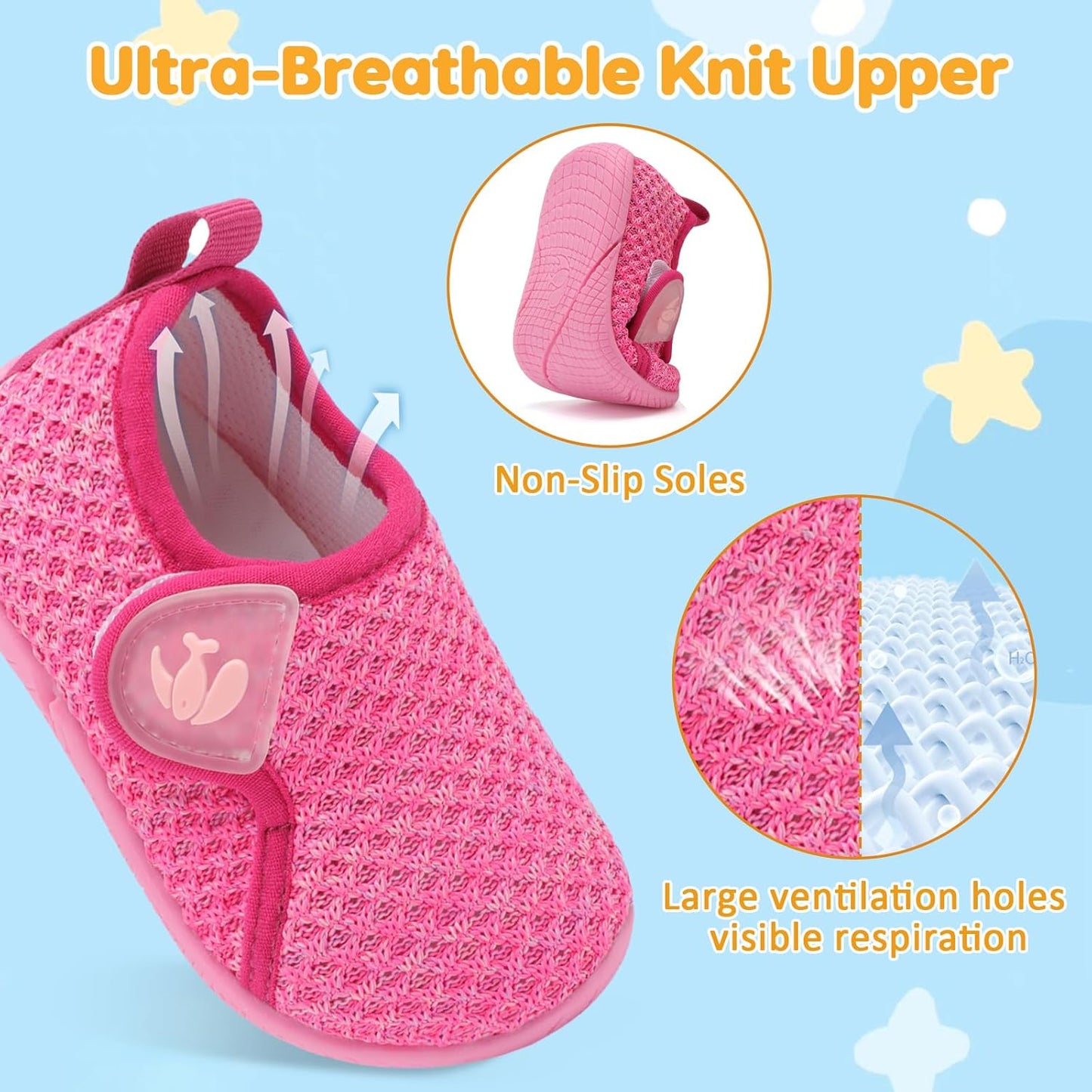 FEETCITY Toddler Walking Shoes Slip On Toddler Shoes Boys Girls Kids Sports Sneakers Casual School Shoes Barefoot Shoes