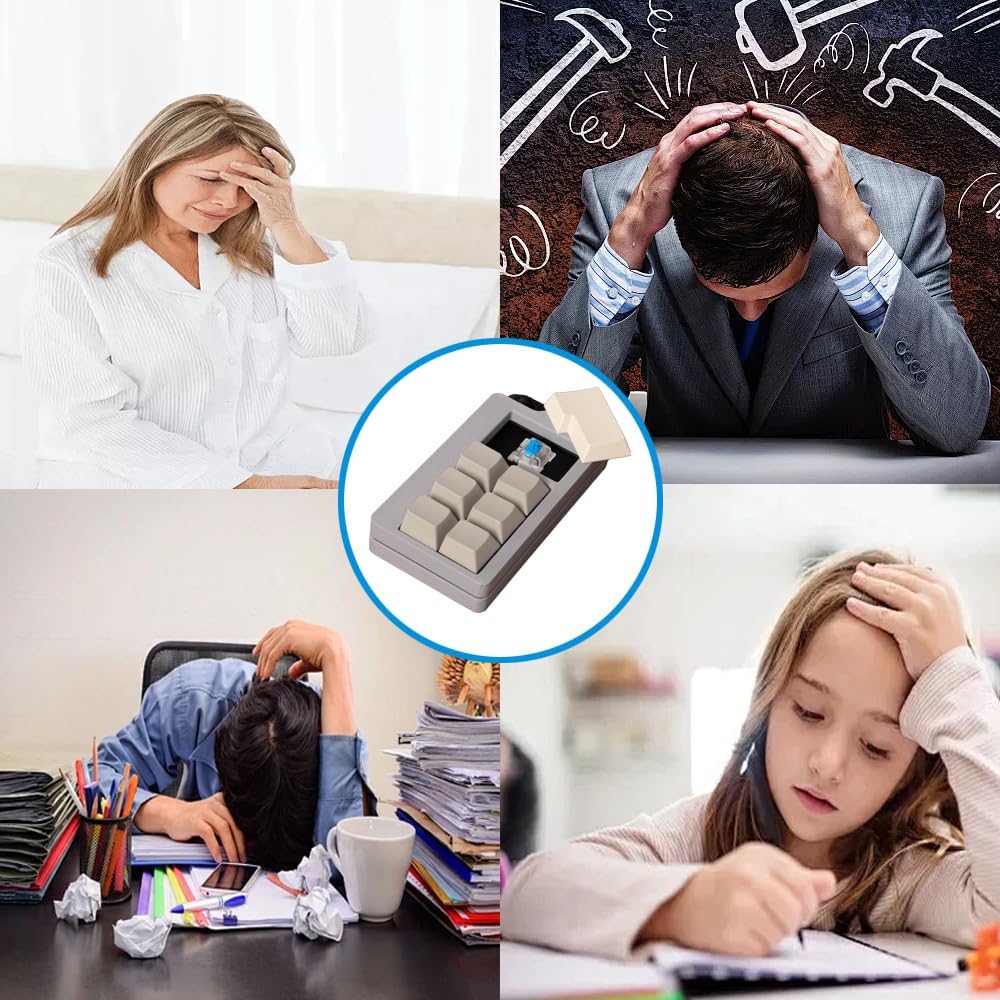 Keyboard Fidget Toys for Adults 3D Printing Keyboard Clicker Fidget Sensory Fun Toys with Keycaps Switch for Anxiety Decompression (Grey)