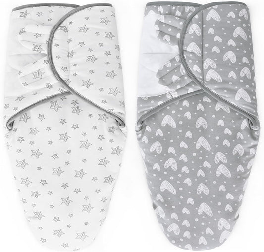 Biloban Quilted Baby Swaddles 0-3 Months 2 Pack, Warm Quilted Baby Swaddle, Newborn Swaddle, Adjustable Swaddle Blanket, Lovely Print