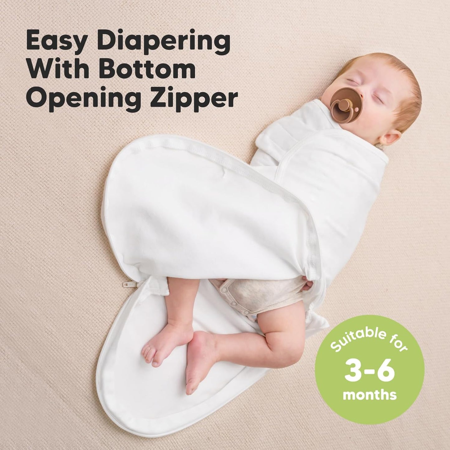 Baby Swaddle Sleep Sacks with Zipper - 3-Pack Swaddles for Newborns 3-6 Months, Infant, Baby Girls, Boys, Soft & Durable Newborn Sleep Sack, Easy Diaper Change Swaddling Blanket (Cloud, L)