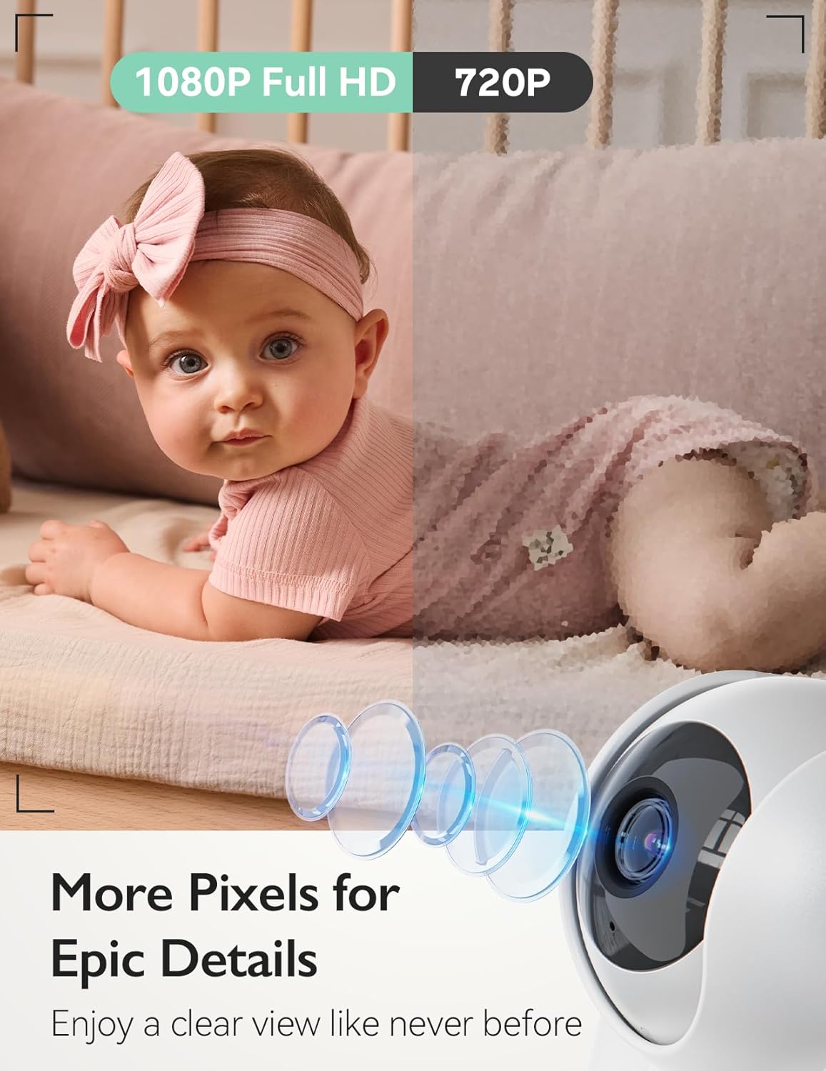 Momcozy Video Baby Monitor, 5.5” 1080P Full HD Baby Monitor with Camera No WiFi, Infrared Night Vision, 5800mAh 120-hrs Battery, ECO, VOX, 2-Way Audio, 1640ft Range, Record and Rewind Locally, BM03