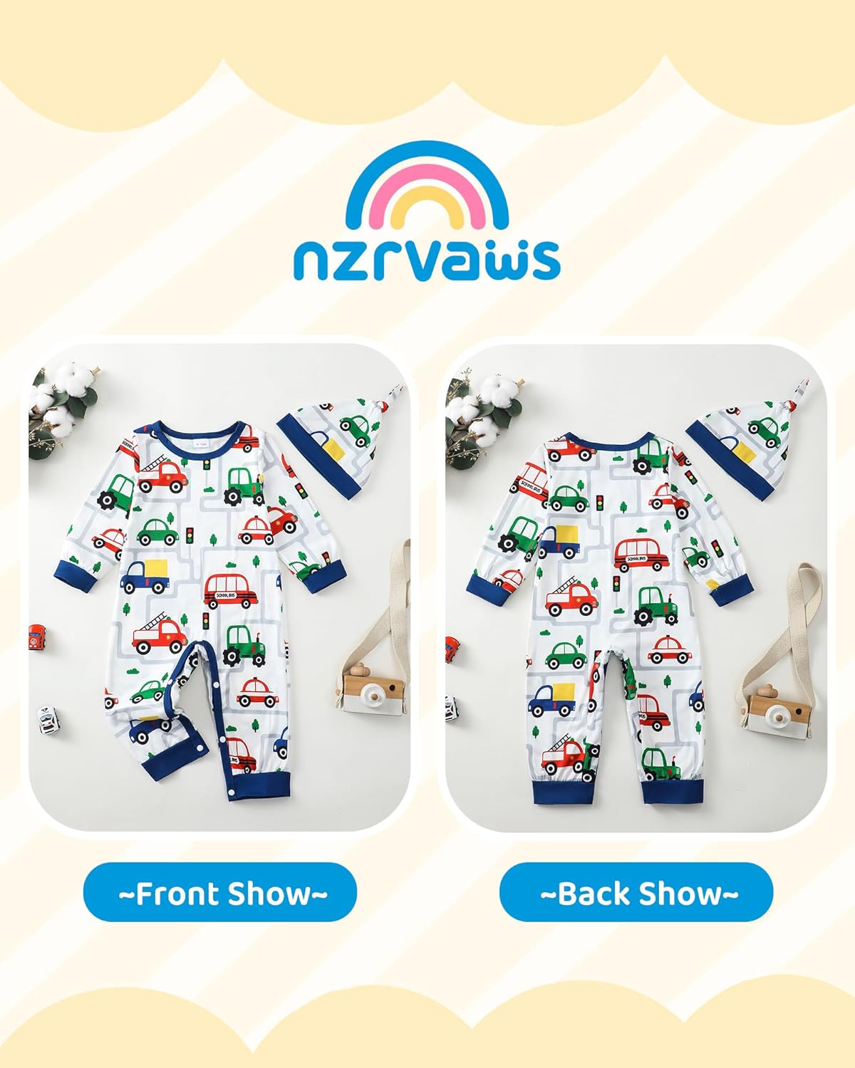 NZRVAWS Baby Boy Clothes Preemie Infant Boy Bear Outfits Jumpsuit Bodysuit Letter Print Romper