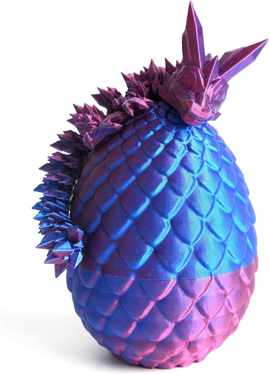 Dragon Egg - Surprise Egg with 8” Flexible Dragon Inside, 3D Printed Gift, Easter Egg, Articulated Dragon Toy for Birthday, Home Decor