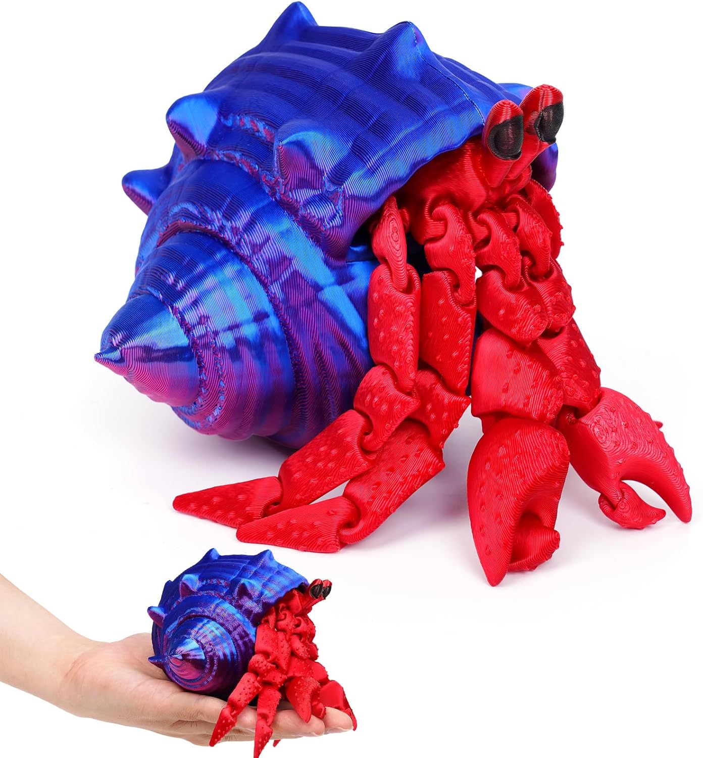 3D Printed Hermit Crab Fidget,3D Printed Dynamic Animals Toy,Full Articulated Flexible Crystal Hermit Crab Fidget Fidget Toys,Adults Fidget Toys for Autism ADHD,Home Office Decor (Red green blue)