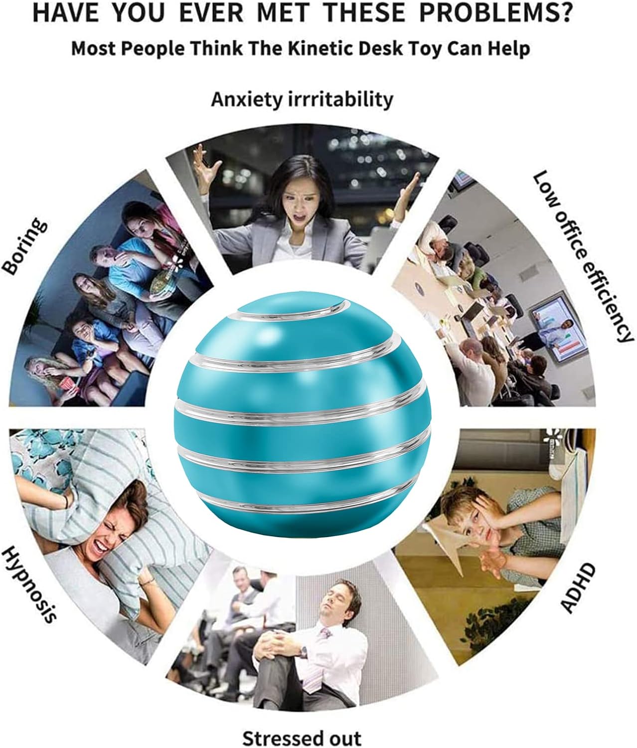 Fidget Toys Adults, 1.77" Kinetic Desk Toys, Desk Toys and Gadgets for Office for Adults, Kinetic Fidget Spinners for Stocking Stuffers, Party Favors Kids (1.77", Light Blue)