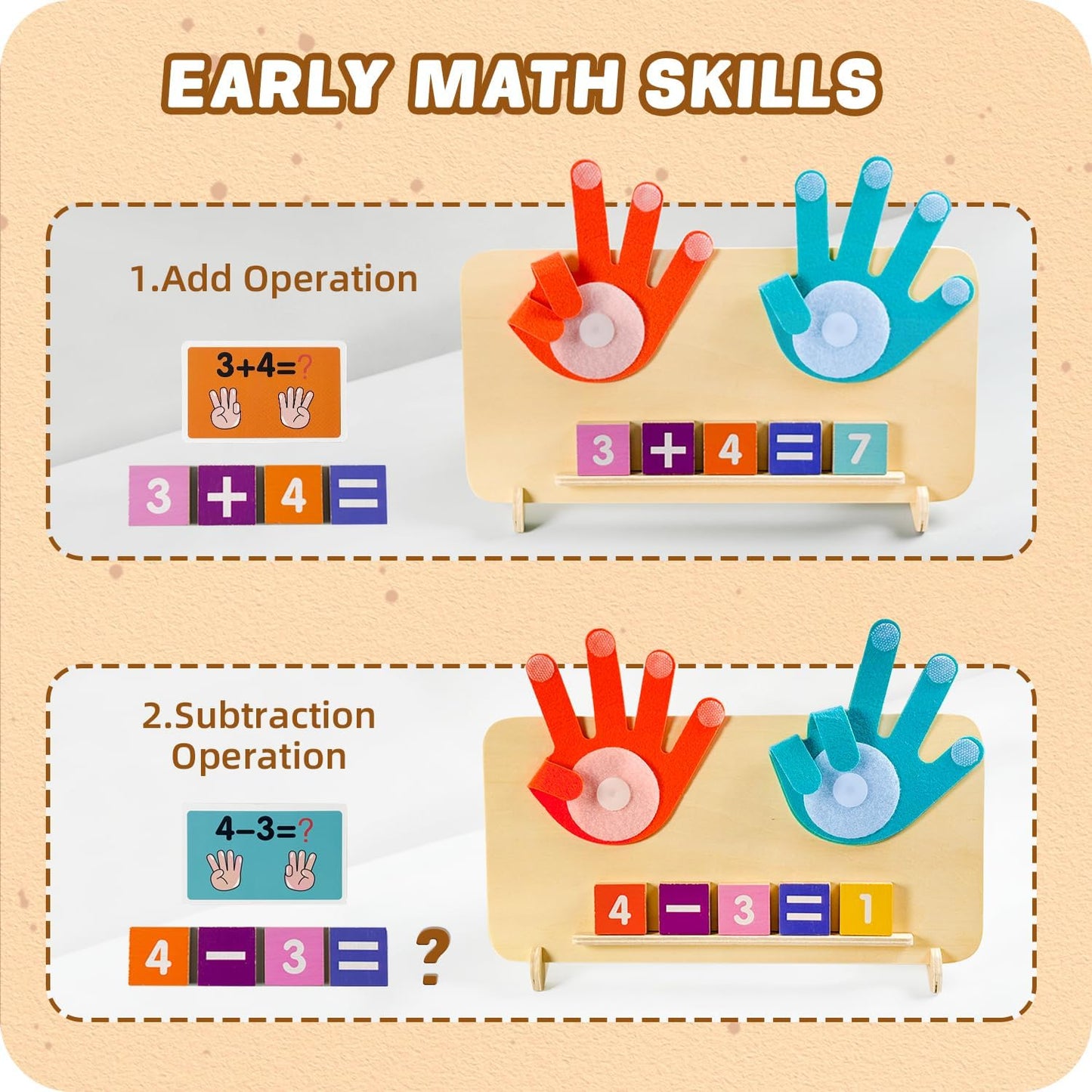 Preschool Learning Toys for Toddlers 3+ Years, Educational Number Counting Blocks for Kids, Homeschool Supplies for Math Manipulates, Finger Counting Math Toy, Montessori Toys for Kids Age 3+