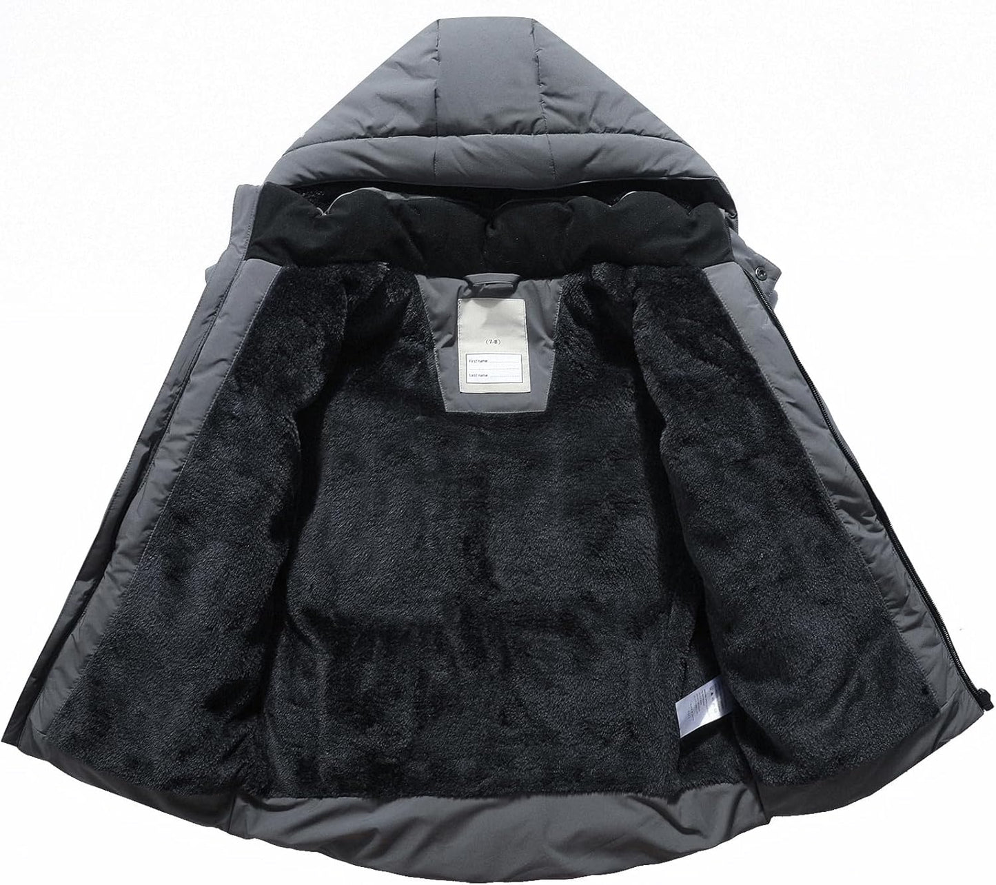 Kids Boy's Winter Coat Fleece Lined Waterproof Jacket Puffy Cotton Coat Thick Hooded Down Outdoor Coats