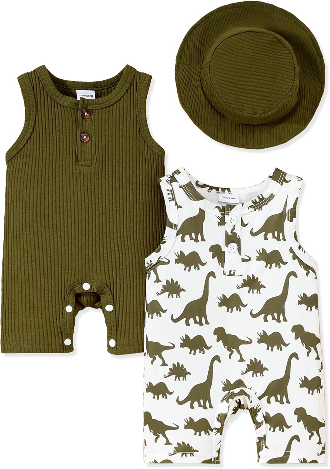 NZRVAWS Newborn Baby Boy Clothes Infant 0 3 6 9 12 Months Romper Sleeveless Jumpsuit Bodysuit Hat