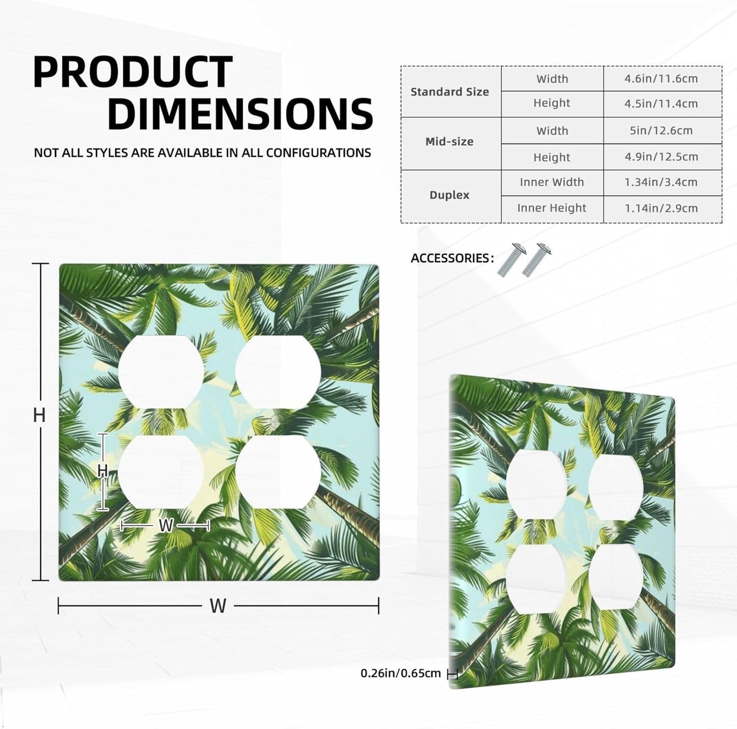 Summer Sky Coconut Palms Trees Green Plants Leaf Outlet Covers 2 Gang Double Duplex Decorative Light Switch Covers Electrical Wallplates Socket Faceplate for Bed Room Living Room Decor