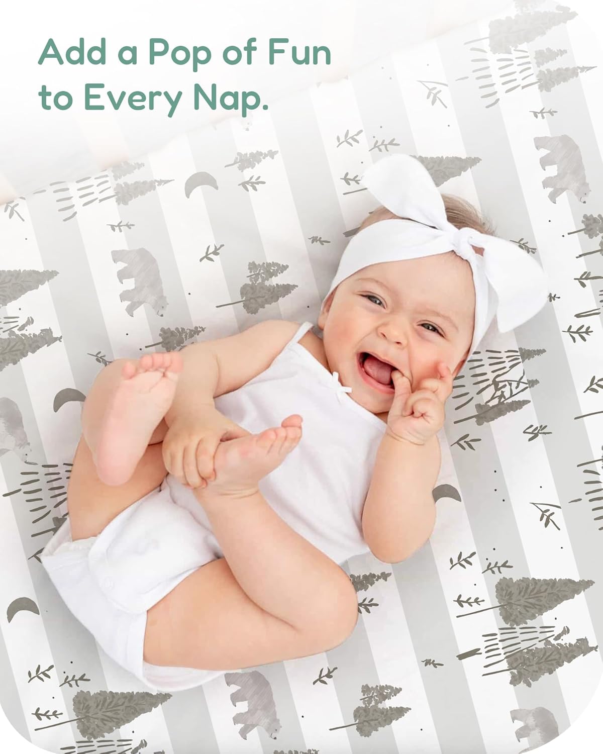 Baby Crib Sheets Boy Girl for Standard Crib Mattress - Beige Trees&Leaf, Breathable and Snug, Fits 28''x52''x9'' Extra Deep Pocket