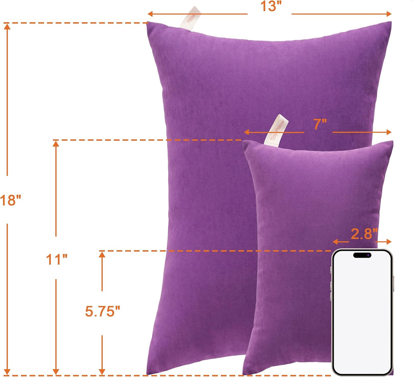 NTBAY Tiny Pillows, Down Alternative 7"x11" Microfiber Mini Pillows for Travel, Pets, Soft Machine Washable Small Pillows for Neck, Wrist, Lumbar and Knee, Purple