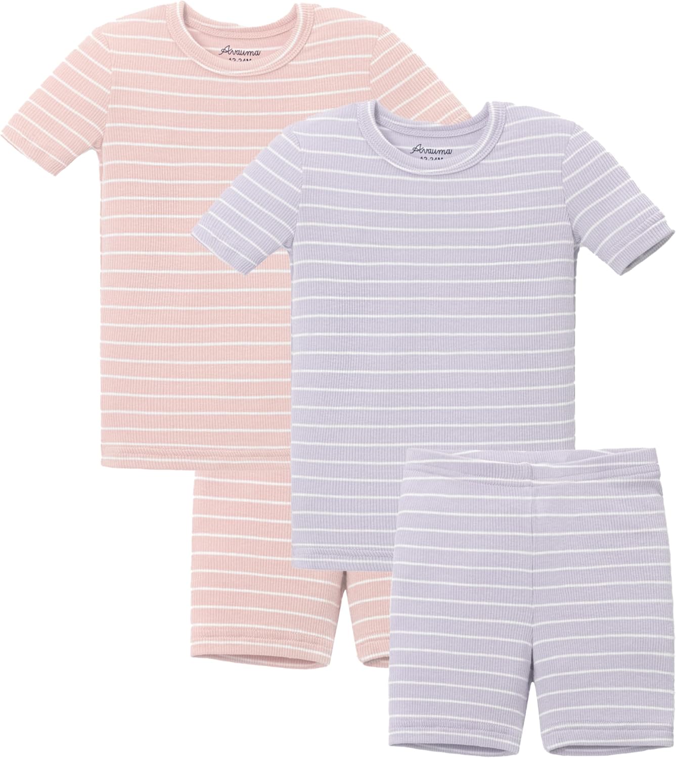 AVAUMA Stripe Pattern Baby Boys Girls Pajama Set Kids Toddler Snug fit Ribbed Sleepwear pjs for Daily Life Style