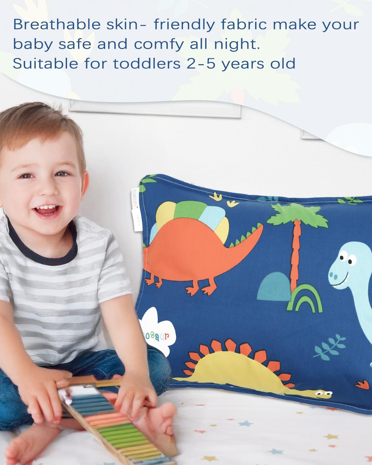 ALVABABY Toddler Pillowcases 2 Pack Organic Cotton Kids Pillow Cover Fit 13"x 18" or 14"x19" Envelope for Girl Boy Sleepy Travel(Pillowcase Only) 2L-FTP08A