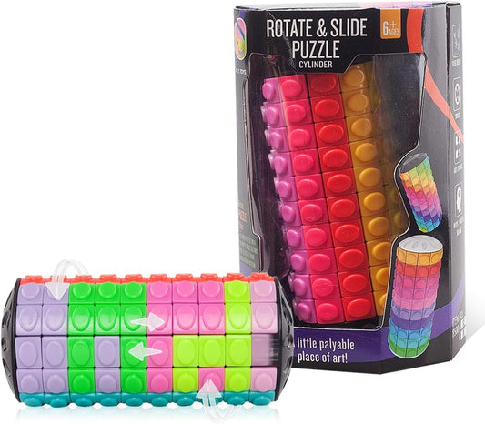 R.Y.TOYS Rotate and Slide Puzzle-Design Patent,Fidget Toys(Restore Order/Create Patterns) 12 Colors,10 Layers-Open Cover for Quick Play,Brain Teaser,Sensory Toys,Birthday Gifts,Easter Basket Stuffers