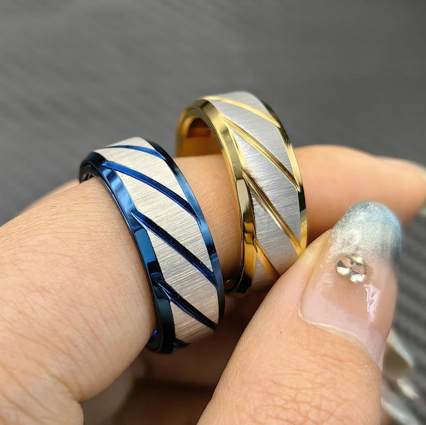 EDC Fidget Slider Fidget Toy Adult Stress Relief Metal Ratchet Ring Jewelry ADHD Recreational Fidget Toy Tactile Coin (Blue, 7)