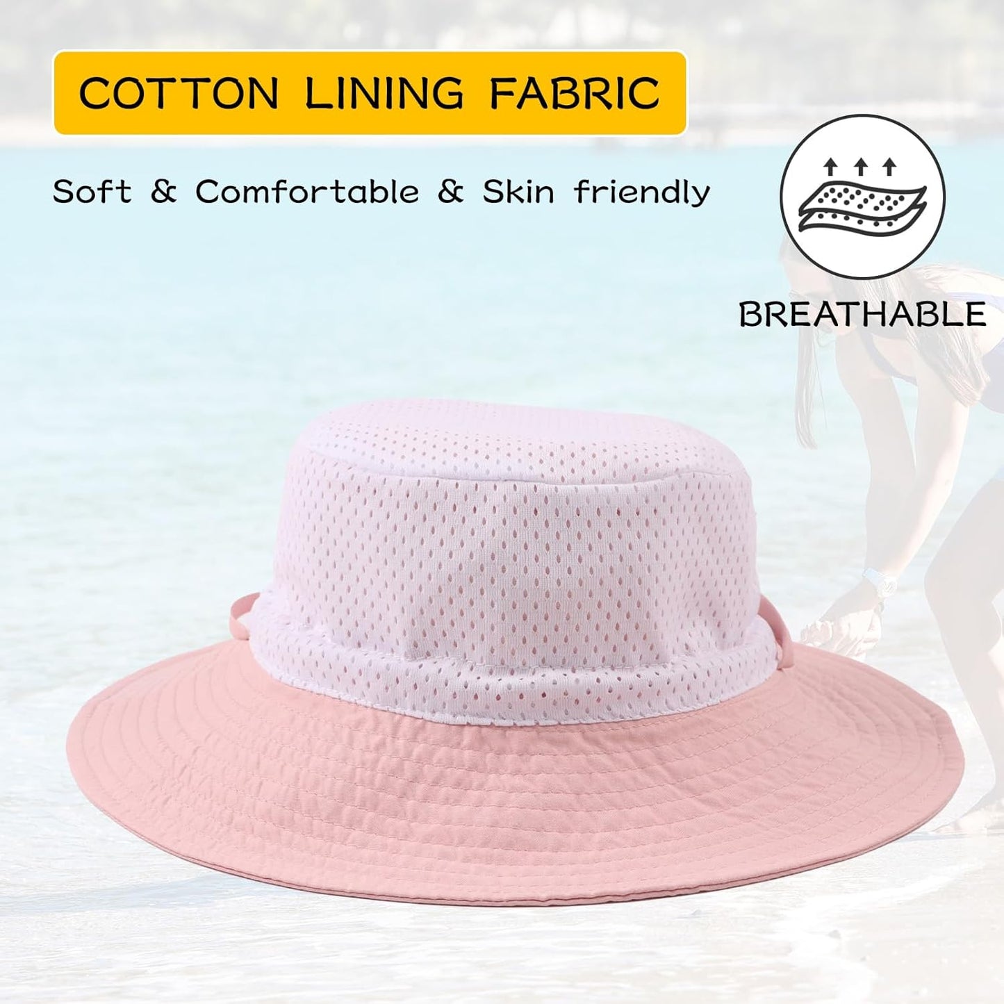 Peecabe Summer Baby Sun Hat for Boys Girls UPF 50+ Wide Brim Toddle Bucket Hat Adjustable Baby Beach Cap 0-8 Years