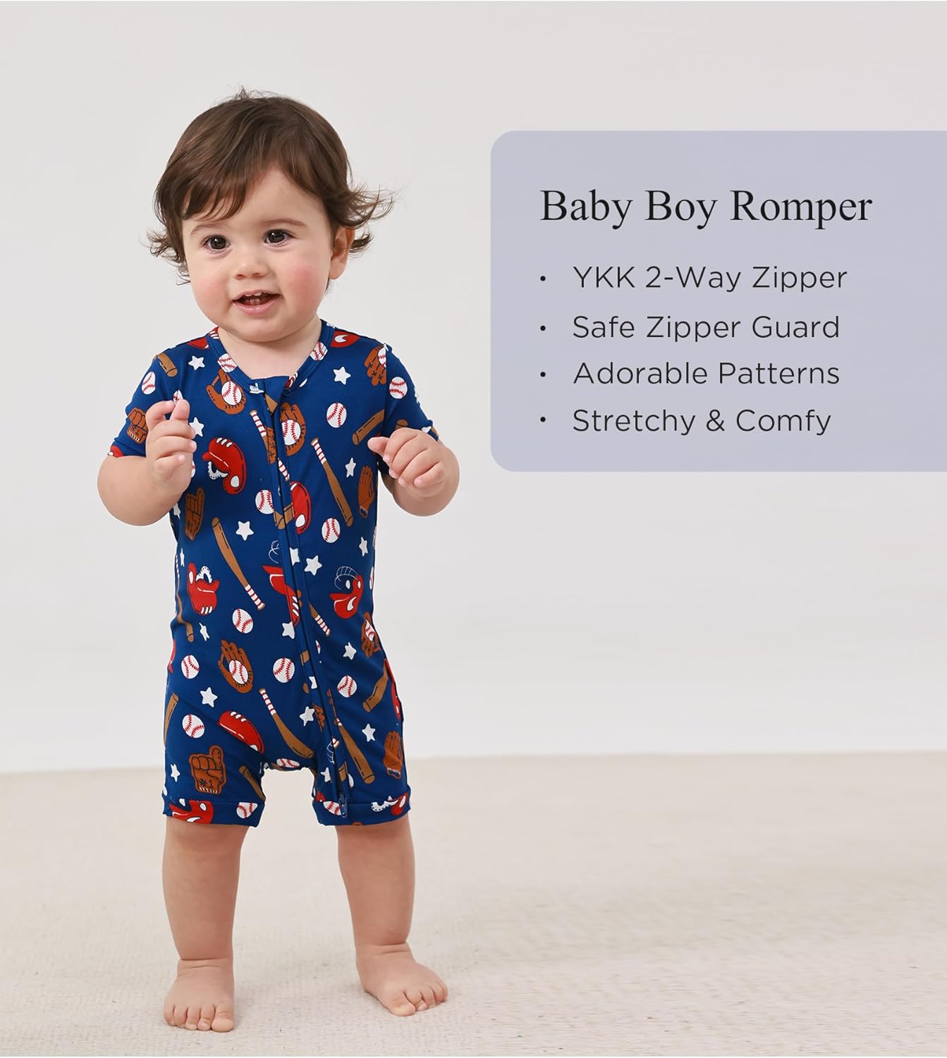Baby Boys Bamboo Viscose Short Sleeve Romper Soft Comfy Infant Summer Jumpsuit