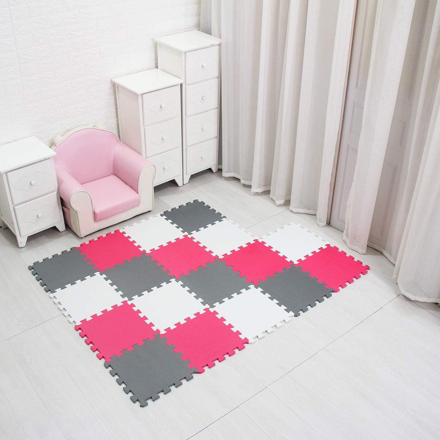 MQIAOHAM® 18 Pieces Puzzle Play Mats, Soft Baby Play Mat, Kids Interlocking Foam Floor Tiles, Toddlers Carpet Playmats G301018-101109112