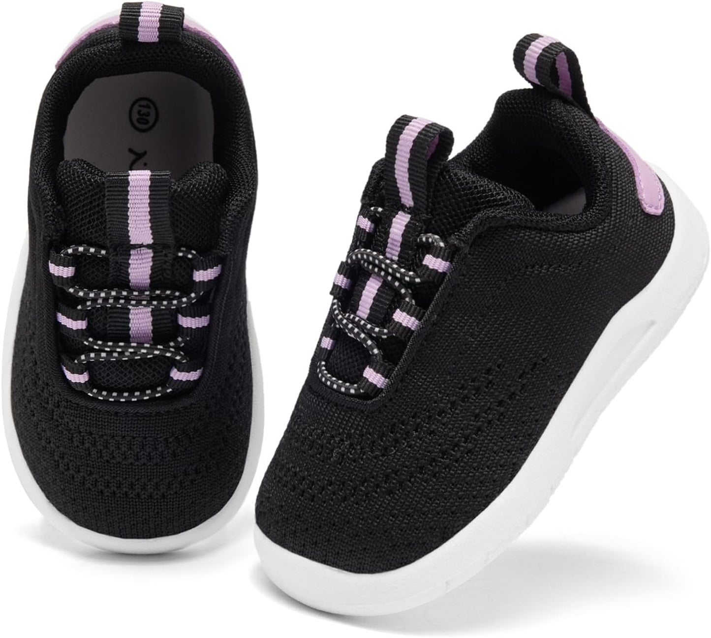 MORENDL Toddler Slip On Sneakers Baby Walking Shoes Non-Slip Breathable Unisex Pink Mesh Lace-Up Athletic Sneakers Infant Running Shoes