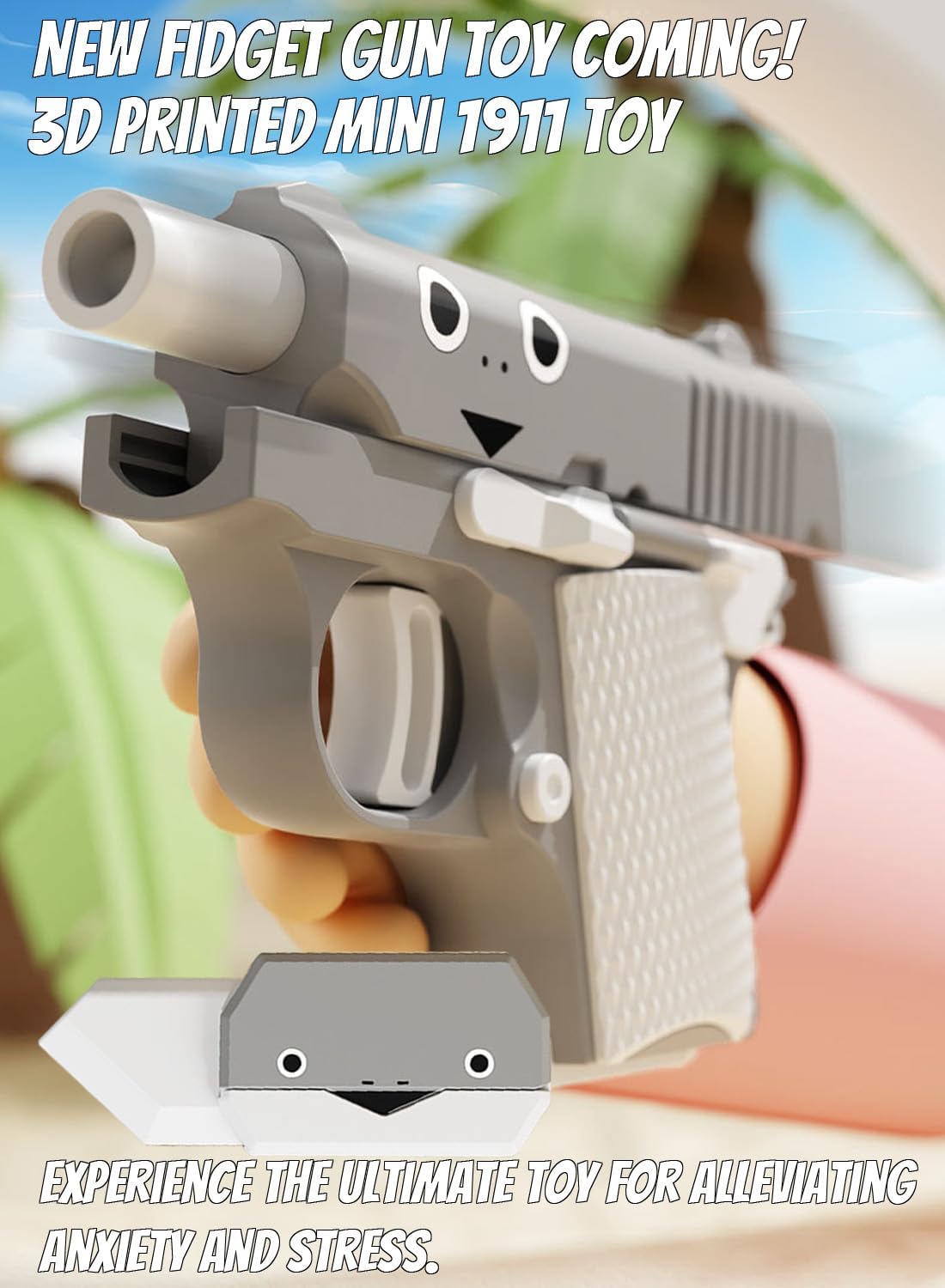 Fidget Gun Toy, Fidget Blaster Gun 1911 Titan Stress Shot ADHD Gun, 3D Printed Stress Anxiety Relief Pistol Toys