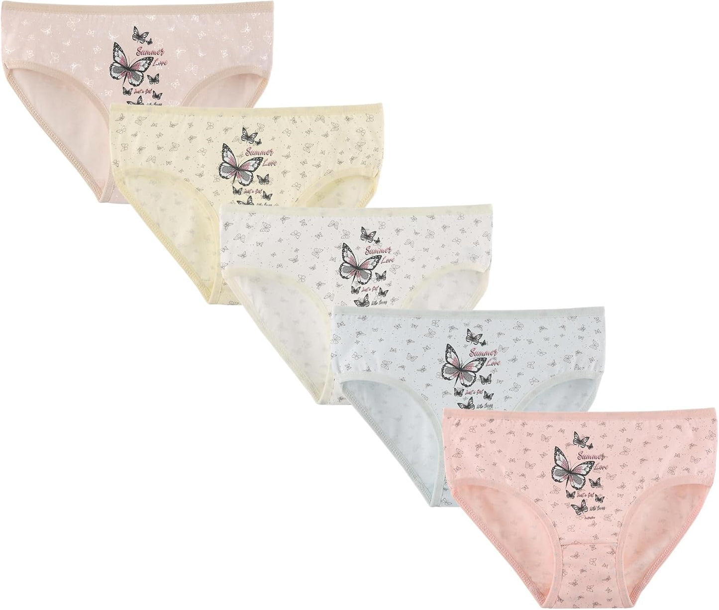 Donella Girls' Soft Cotton Underwear - Kids Bikini Brief Panties for Girls and Toddlers 5-Pack, Age: 2-15