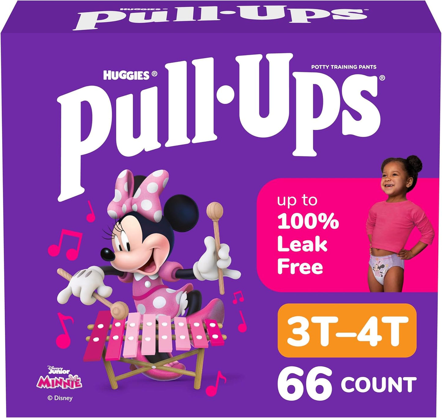 Pull-Ups Girls' Potty Training Pants, Size 3T-4T Training Underwear (32-40 lbs), 66 Count