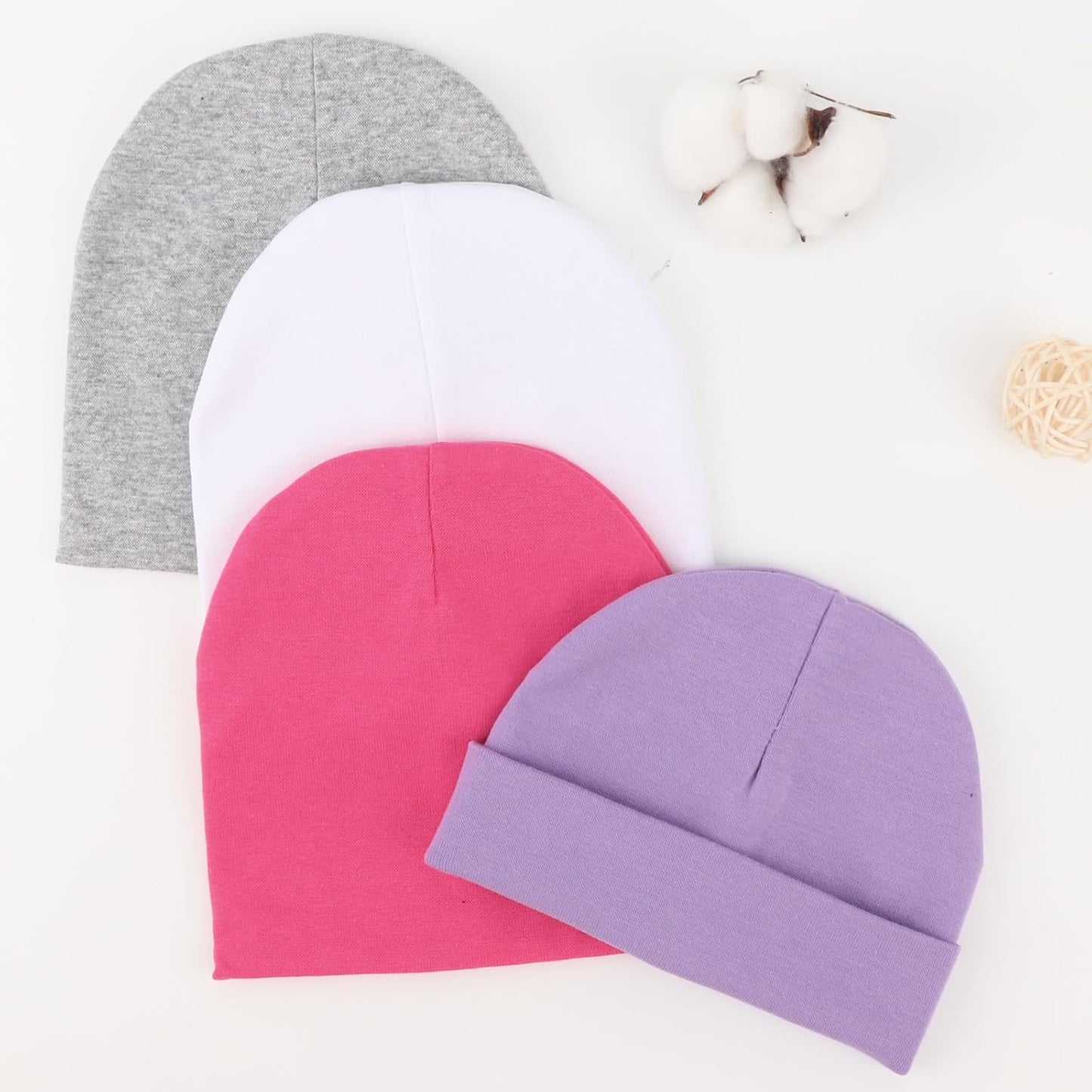 DRESHOW BQUBO 4 Pieces Baby Beanie Newborn Toddler Soft Cute Knit Hat Hospital Hats for Baby Boys Infant Cap Beanies