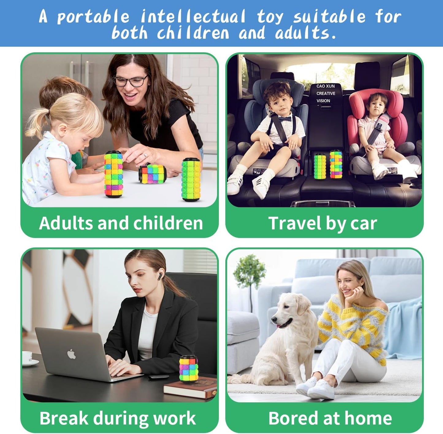 Rotate and Slide Puzzle, Finger Spinner Puzzle, Fidget Toys, Decompression Toy, 8 Colors,7 Layers, Educational Sensory Toy for Kids Adults (8 Colors X 7 Layers)