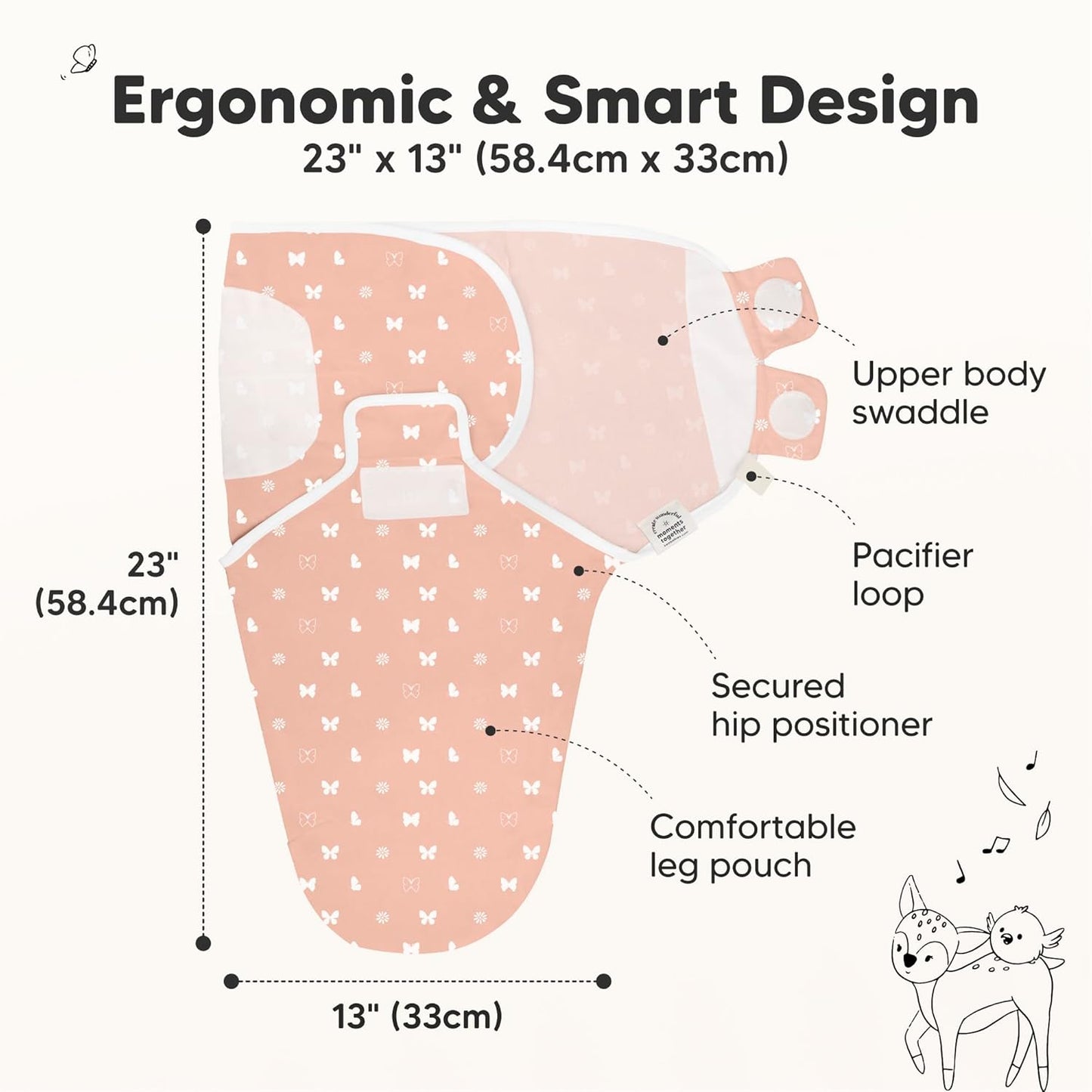 KeaBabies 3-Pack Organic Baby Swaddle Sleep Sacks - Swaddles for Newborns, Infant 3-6 Months, Baby Girls, Boys, Soft & Snug Newborn Sleep Sack, Nursery Swaddling Blankets (Butterflies, L)