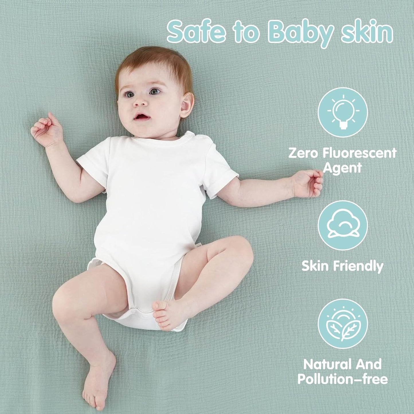 Muslin Swaddle Blankets for Newborns, 2 Pack 100% Cotton Receiving Blankets, Soft and Breathable Baby Swaddles, Large 40 x 40 Inches, Baby Essentials for Boys and Girls, Shower Gift