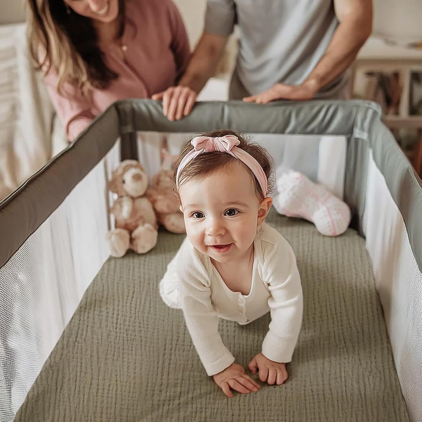 lulumoon Pack and Play Sheets Muslin: Cotton Fitted Sheets for Graco Pack N Play - Soft Playard Sheets for Boys and Girls 2Pack