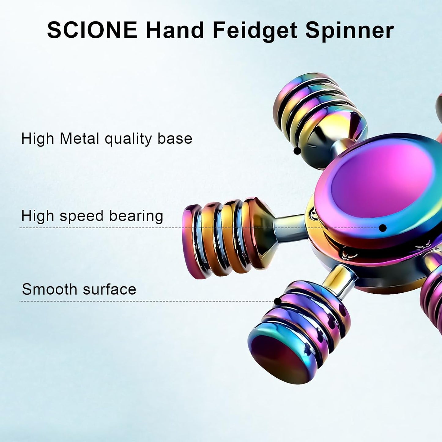 SCIONE Metal Fidget Spinner Gifts for Adults and Kids, Stress Anxiety ADHD Relief Figets Toy, Metal Anti-Anxiety Fidget Spinner Toy for Birthday Gifts Stocking Stuffers Classroom Prizes for Boys Girls
