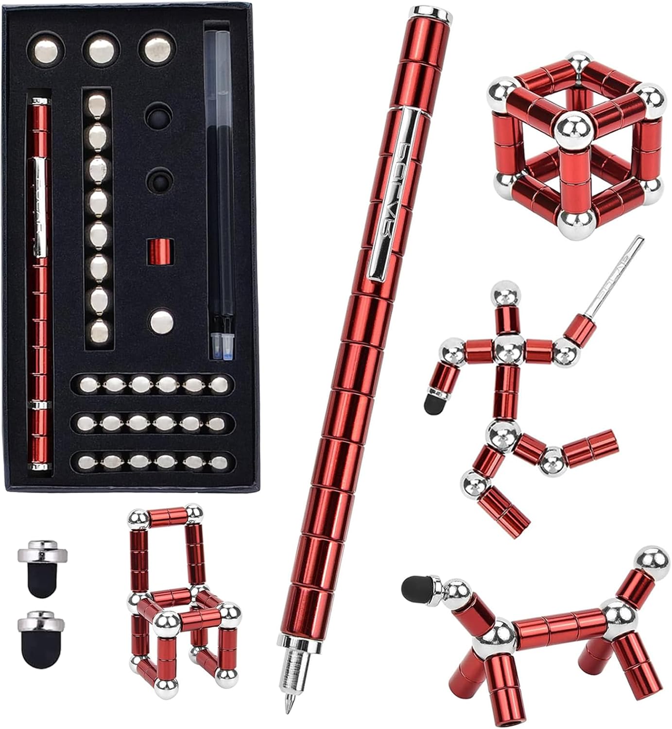 Fidget Pen,Magnetic Pen， Decompression Magnetic Toy Pen，Magnet Pen Fidget Toy Relieve Pressure Novel Toy Gift for Kids or Friends! (Big Red)