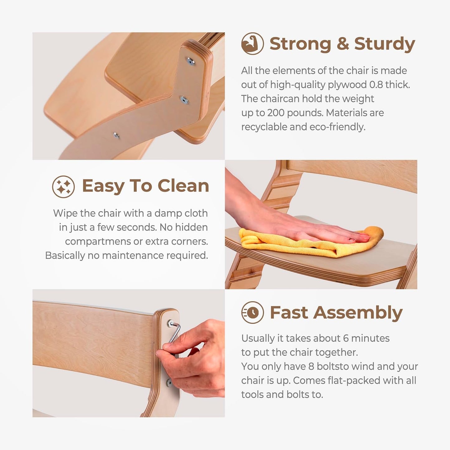 FORNEL Scandinavian Wooden High Chair | The Adjustable Grow-with-Me Chair, A Smart Alternative to Stokke | Perfect for Modern, Minimalist Kitchens (Natural & White)