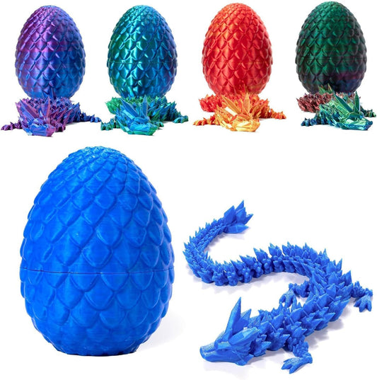 Executive Desk Toys Easter Egg, 3D Printed Dragon, 3D Dragon Eggs with Dragon Inside, Dragon Toy Dragon Egg Fidget Toy, Fidget Toys for Autism/ADHD (Blue)